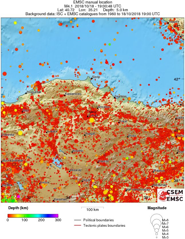regional depth historical seismicity
