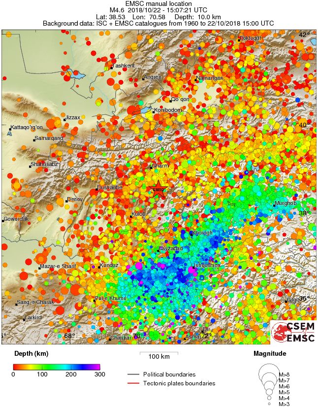 regional depth historical seismicity