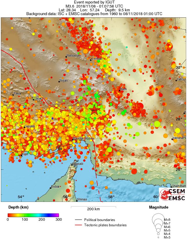 regional depth historical seismicity