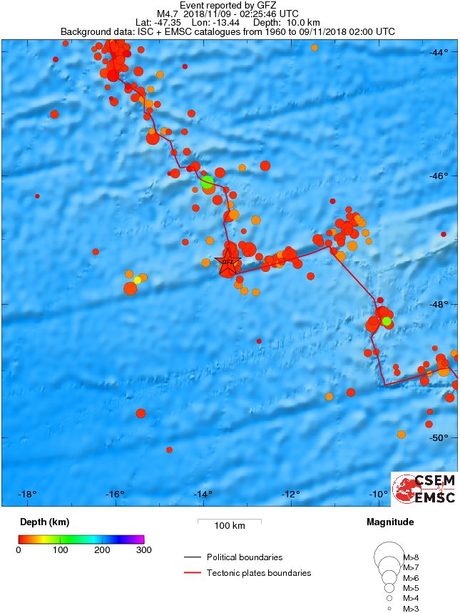 regional depth historical seismicity