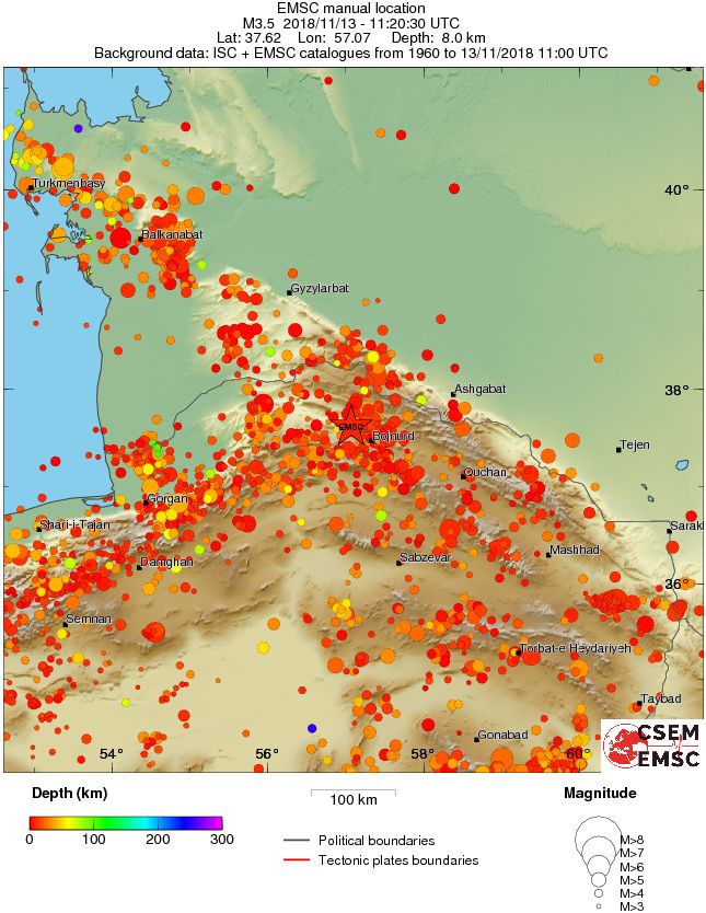 regional depth historical seismicity