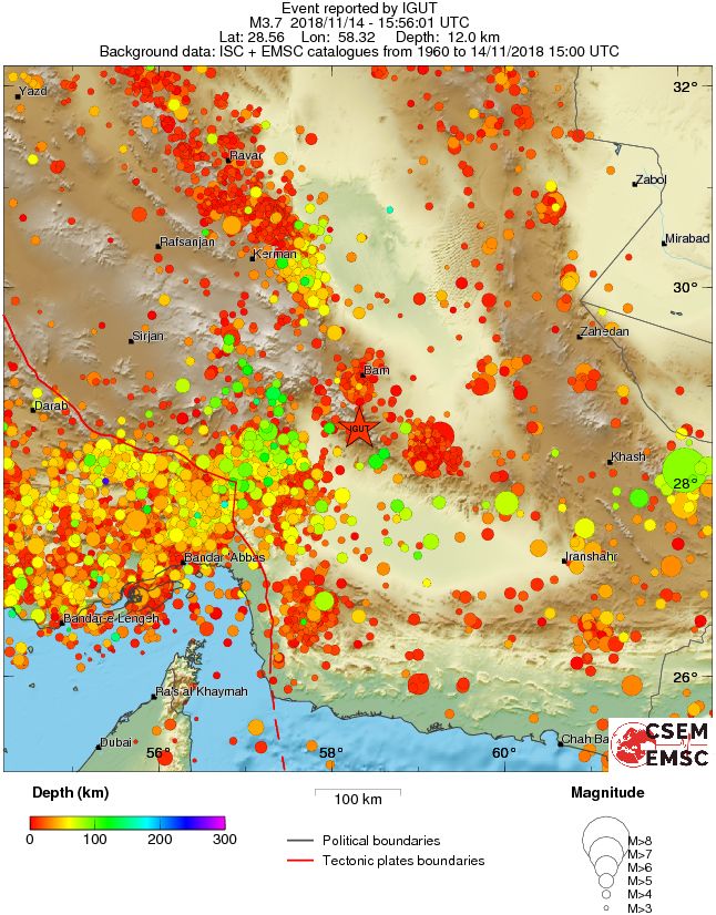 regional depth historical seismicity