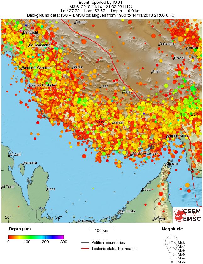 regional depth historical seismicity