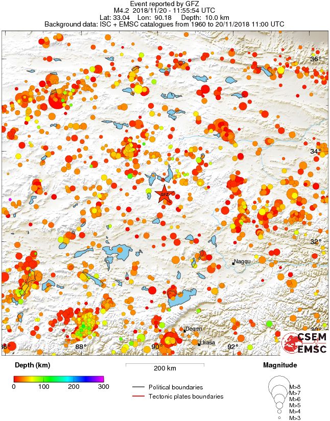 regional depth historical seismicity