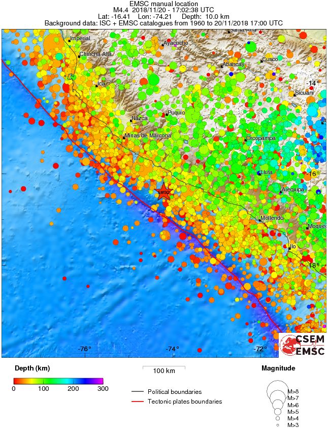 regional depth historical seismicity