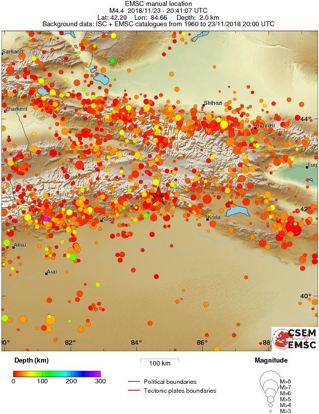 regional depth historical seismicity