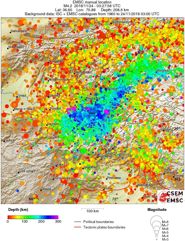 regional depth historical seismicity