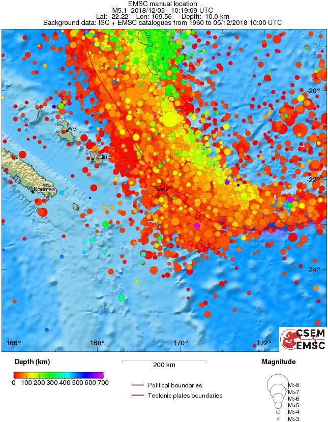 regional depth historical seismicity