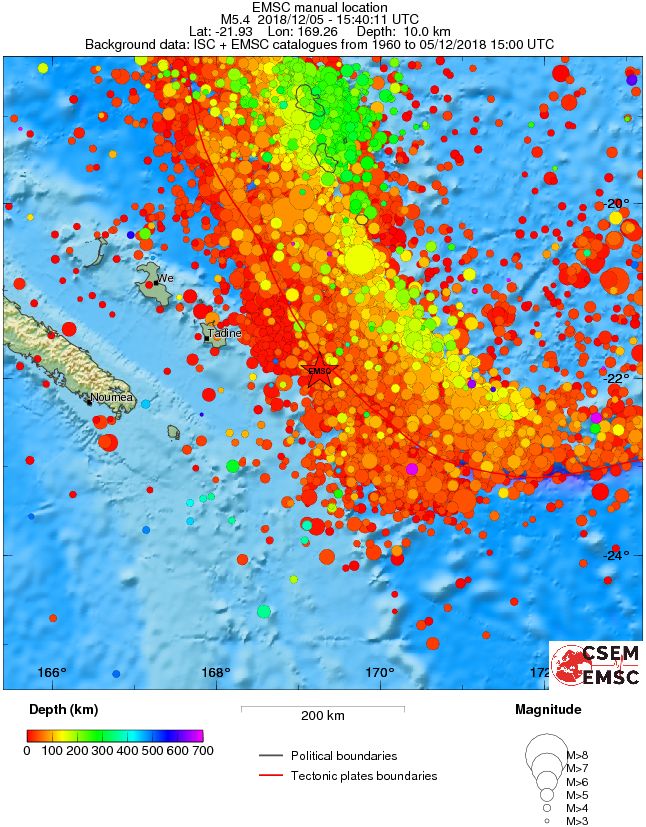 regional depth historical seismicity