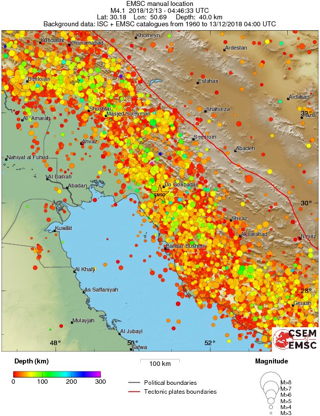 regional depth historical seismicity