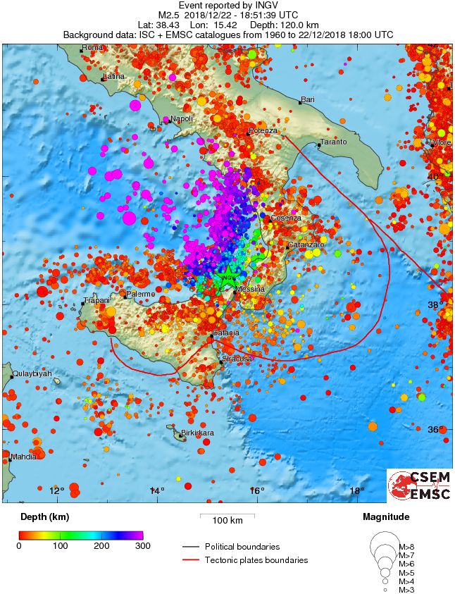 regional depth historical seismicity