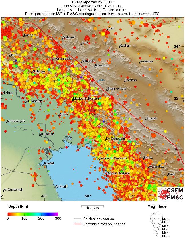 regional depth historical seismicity