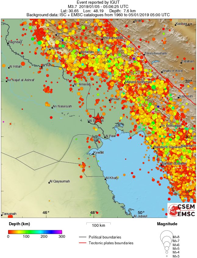 regional depth historical seismicity