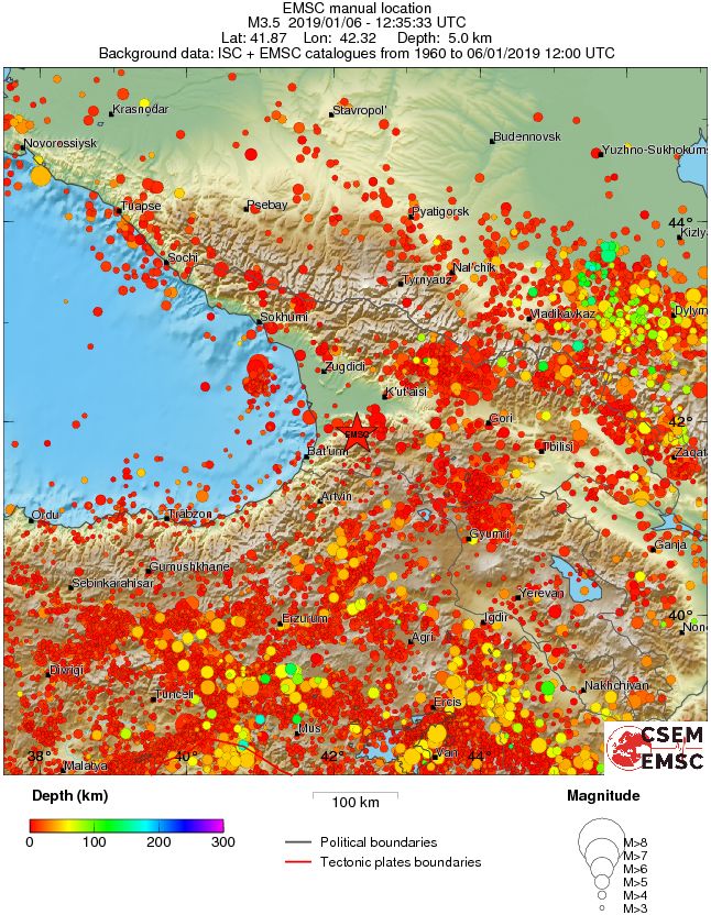 regional depth historical seismicity