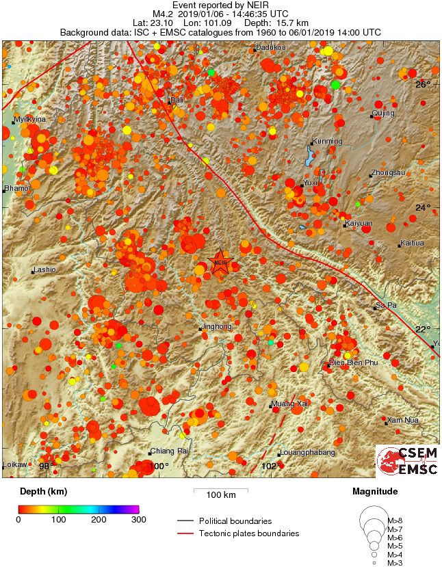 regional depth historical seismicity