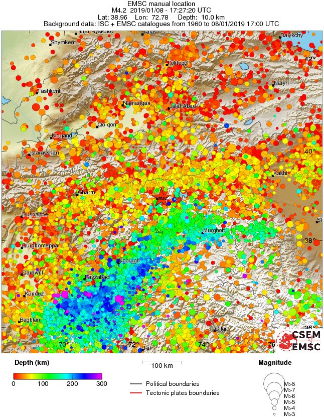 regional depth historical seismicity