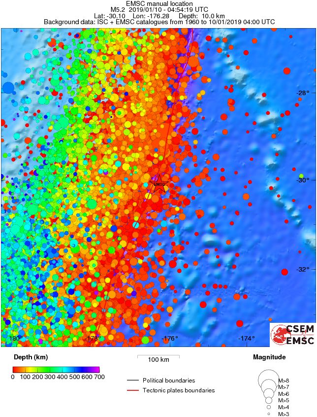 regional depth historical seismicity