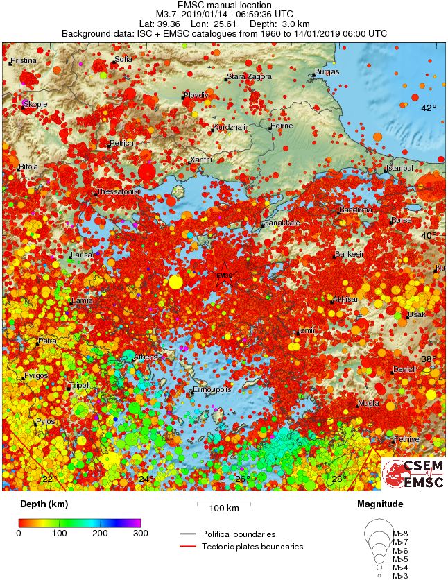 regional depth historical seismicity