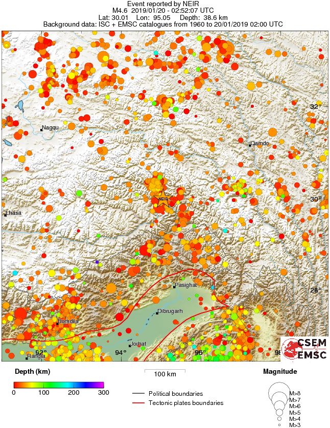 regional depth historical seismicity