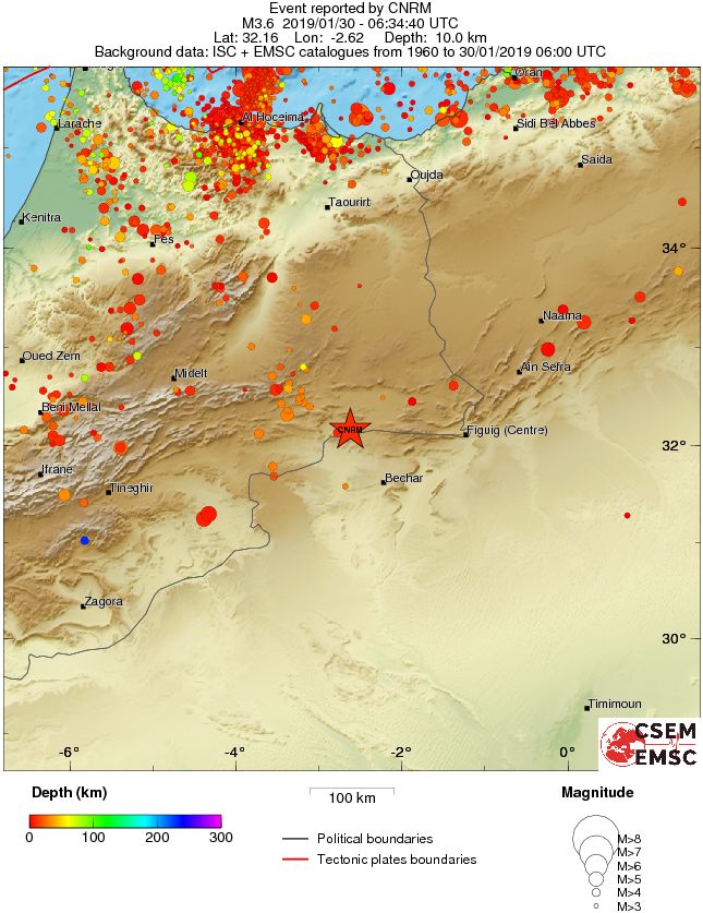 regional depth historical seismicity