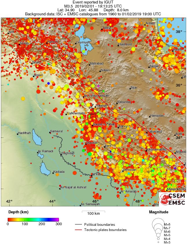 regional depth historical seismicity