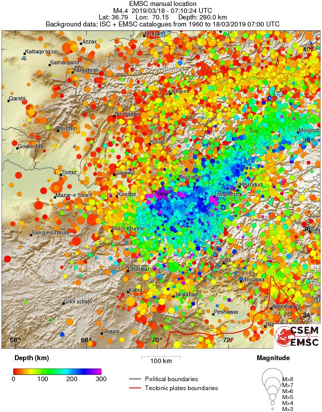 regional depth historical seismicity