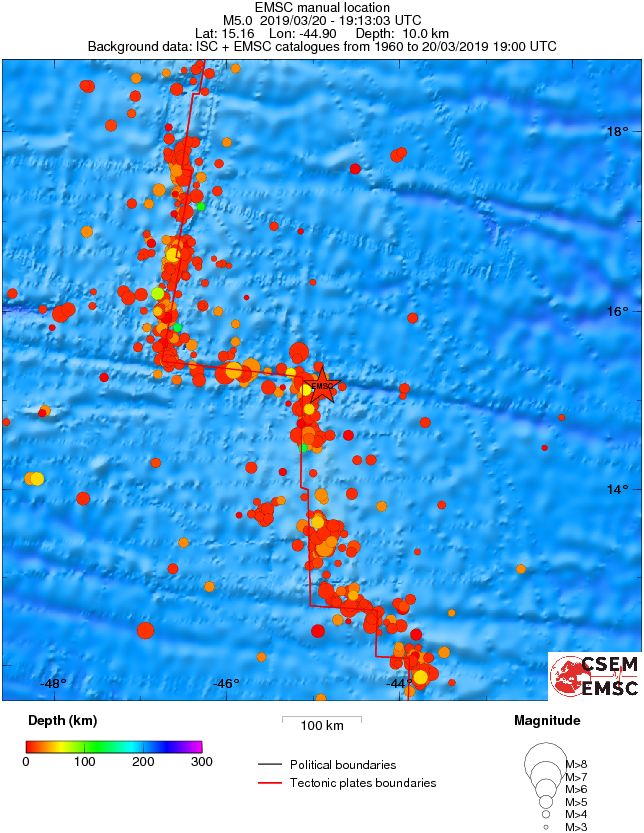 regional depth historical seismicity