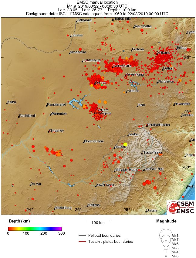 regional depth historical seismicity