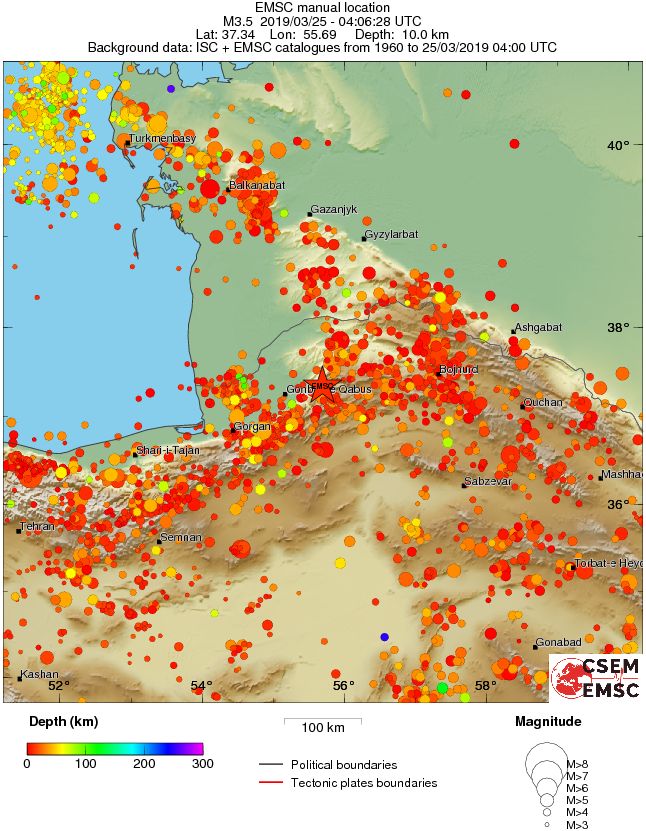 regional depth historical seismicity