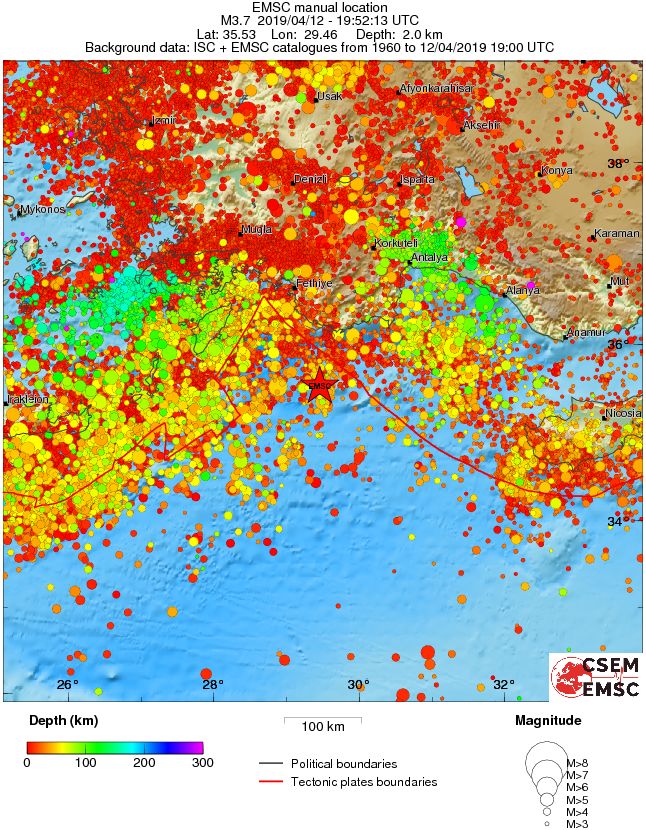 regional depth historical seismicity