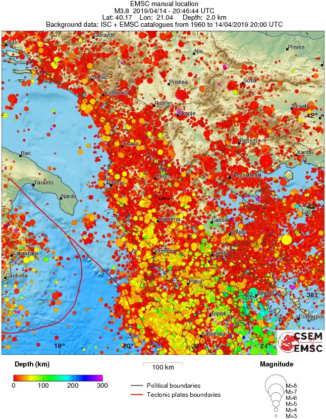 regional depth historical seismicity