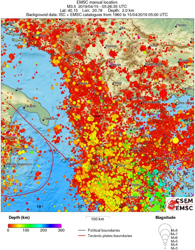 regional depth historical seismicity