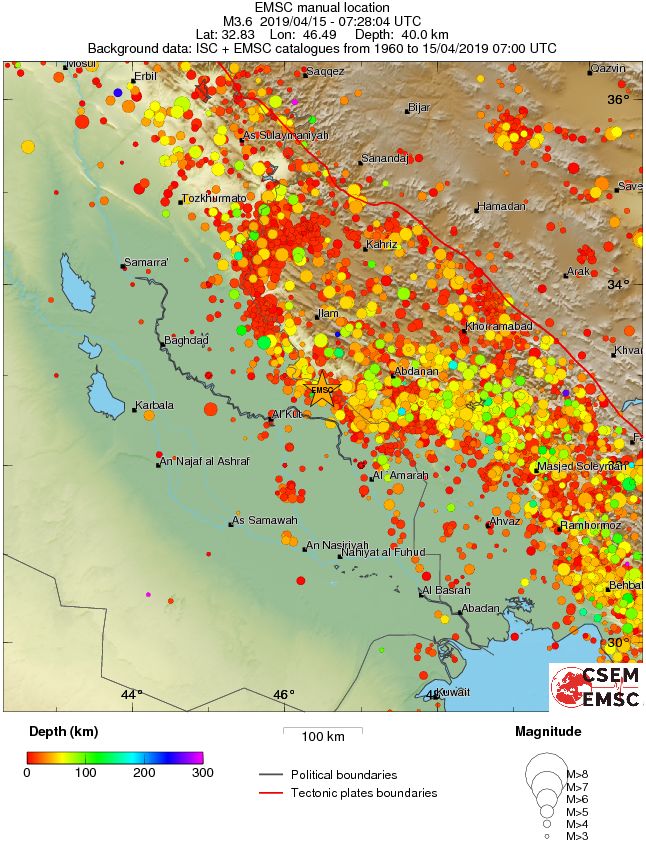 regional depth historical seismicity