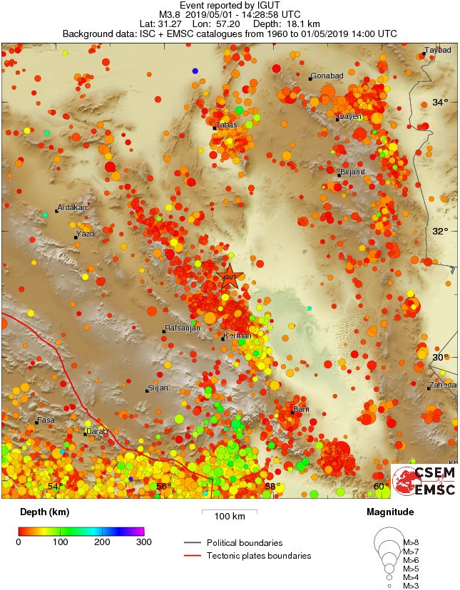regional depth historical seismicity