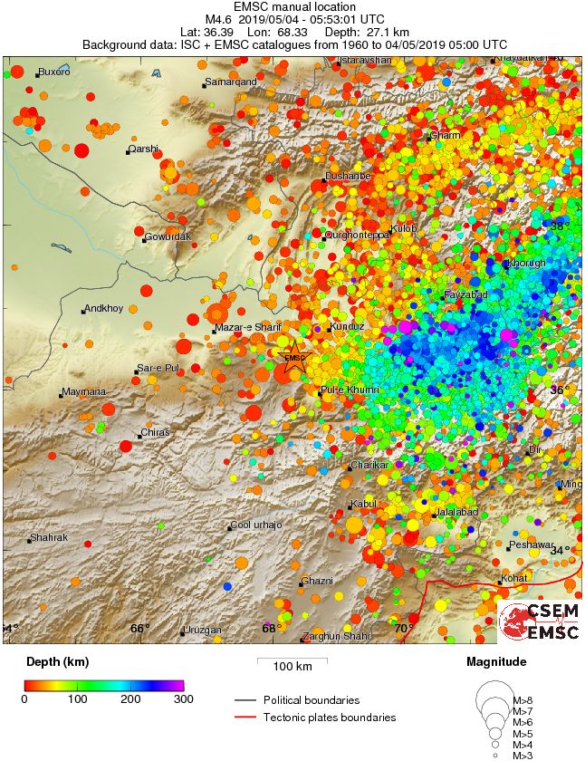regional depth historical seismicity