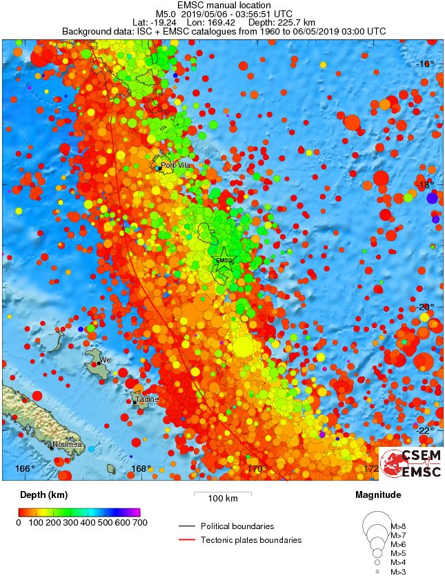 regional depth historical seismicity