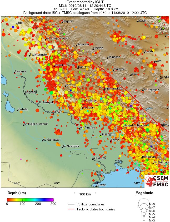 regional depth historical seismicity