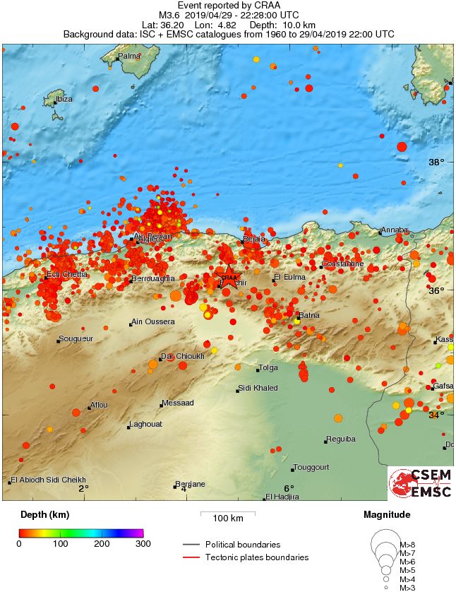 regional depth historical seismicity