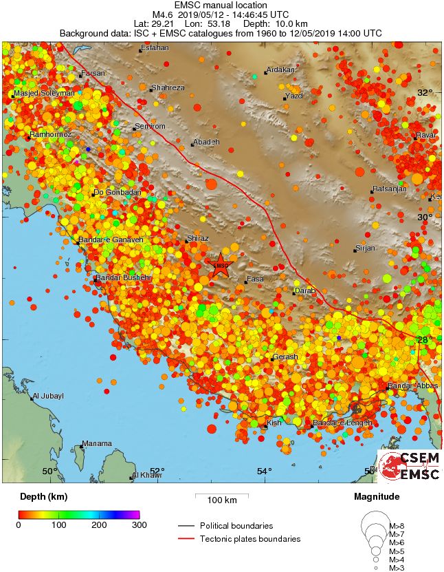 regional depth historical seismicity