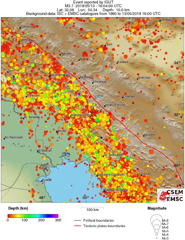 regional depth historical seismicity