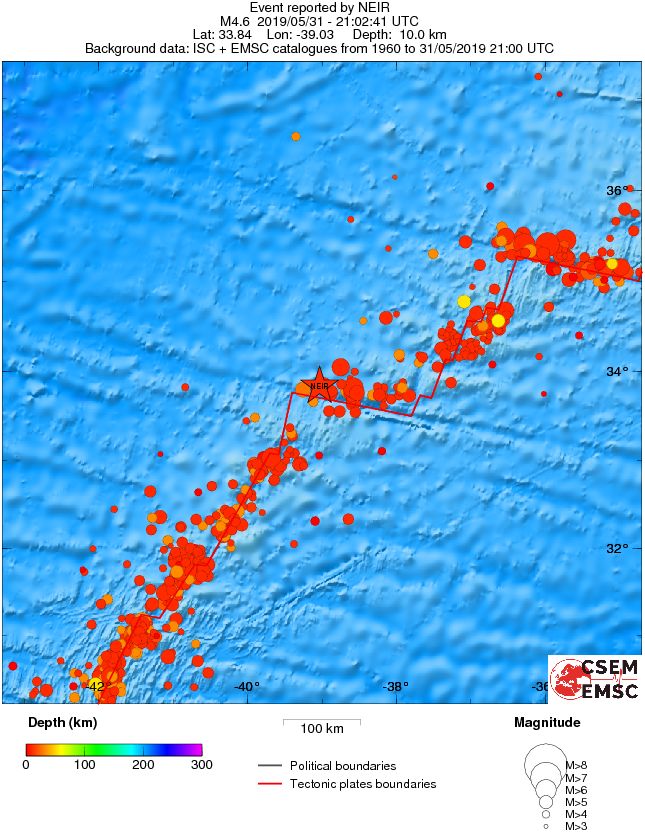 regional depth historical seismicity