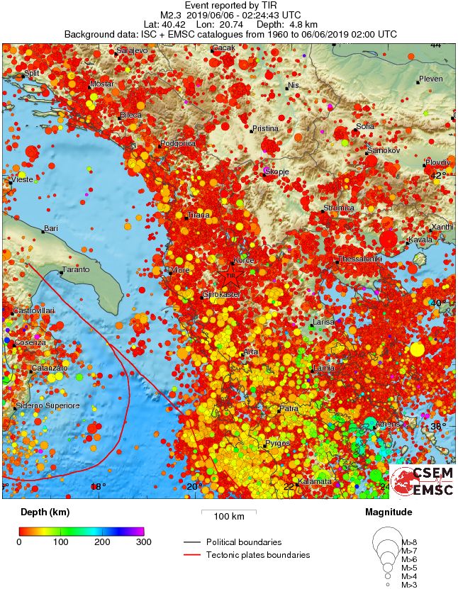 regional depth historical seismicity