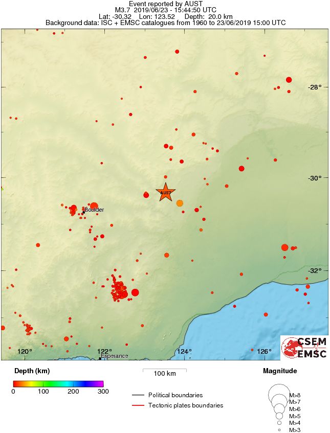 regional depth historical seismicity