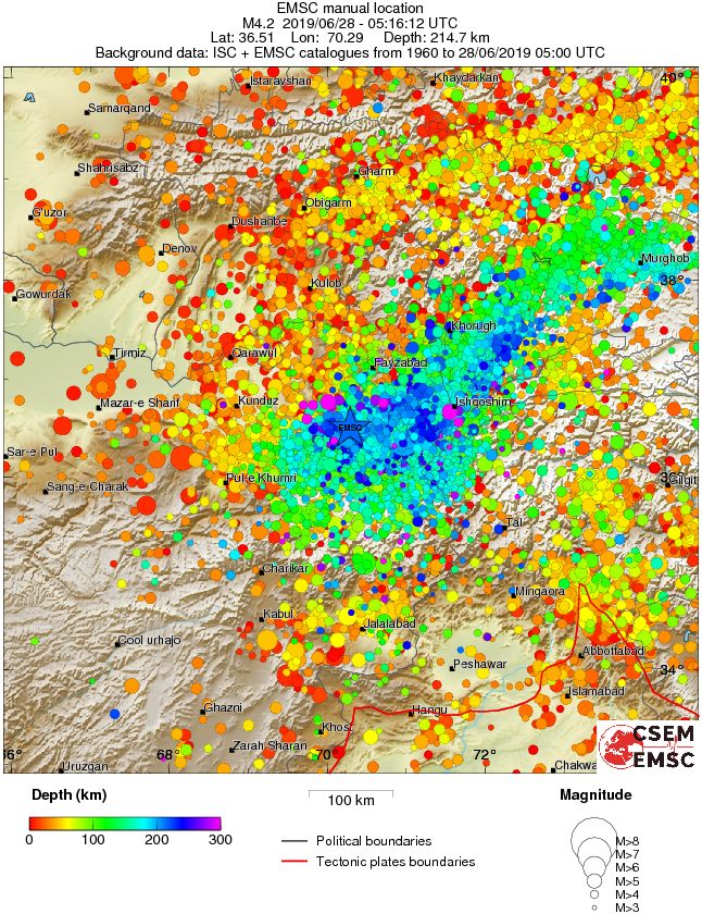 regional depth historical seismicity