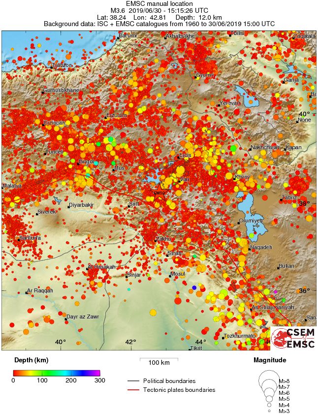 regional depth historical seismicity