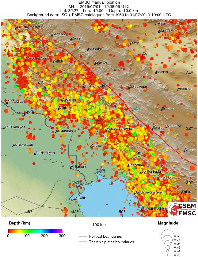 regional depth historical seismicity