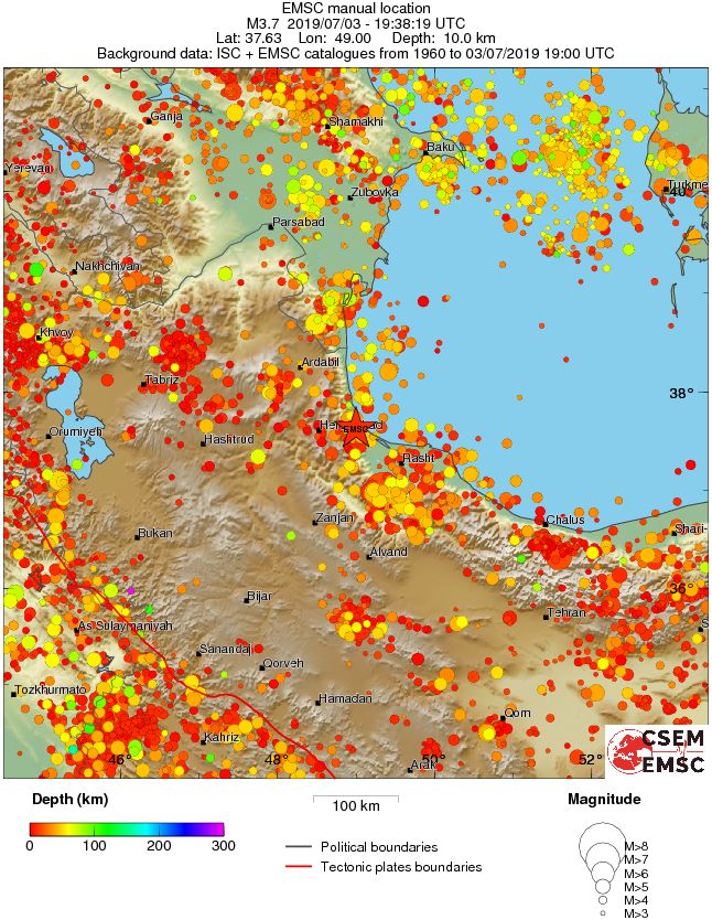 regional depth historical seismicity