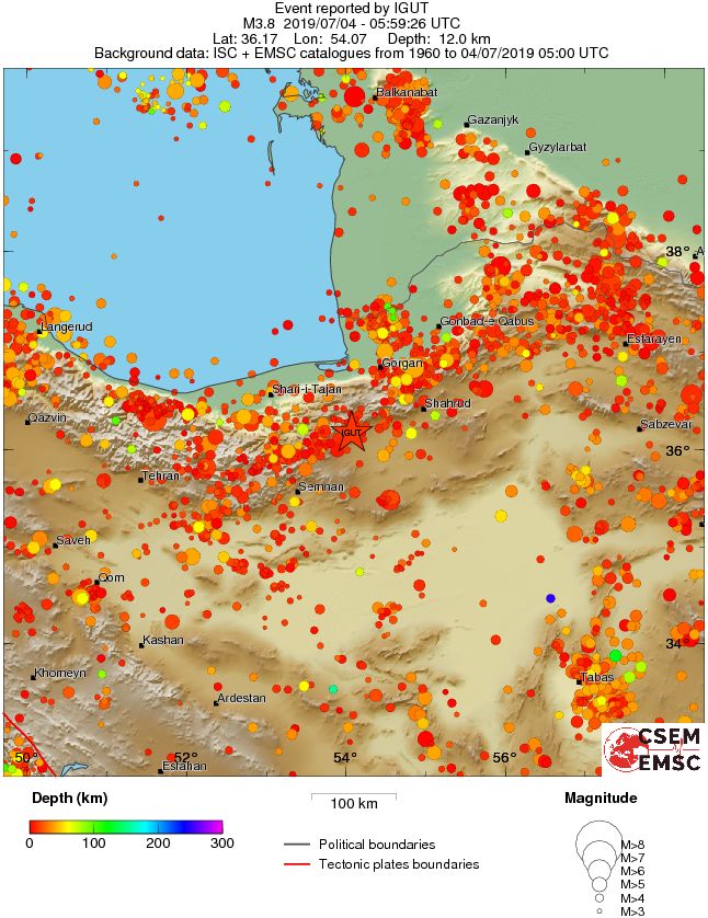 regional depth historical seismicity