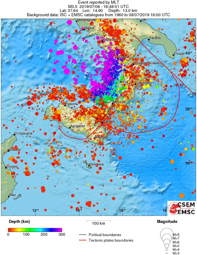 regional depth historical seismicity