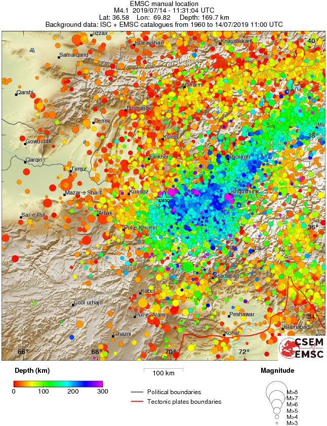 regional depth historical seismicity